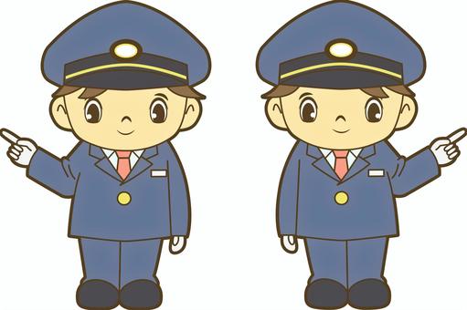 指を指す鉄道員 駅員,車掌,運転士,運転手,鉄道員,乗務員,鉄道,新幹線,路面電車,地下鉄のイラスト素材
