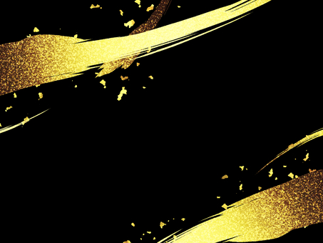 金色の勢いのある筆書きの黒い和風背景 金,金箔,筆,背景,黒,和柄,キラキラ,和風,年賀状,フレームのイラスト素材