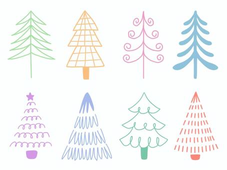 北欧テイストの木セット 北欧テイストの木セット 冬,雪,雪景色,ツリー,森,木,植物,自然,北欧,シンプルのイラスト素材