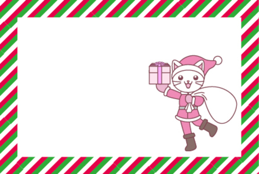 白猫サンタのクリスマスカード