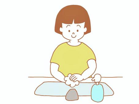 手を洗う女の子 手,洗う,ハンドソープ,泡,清潔,衛生,子供,女の子,かわいい,シンプルのイラスト素材