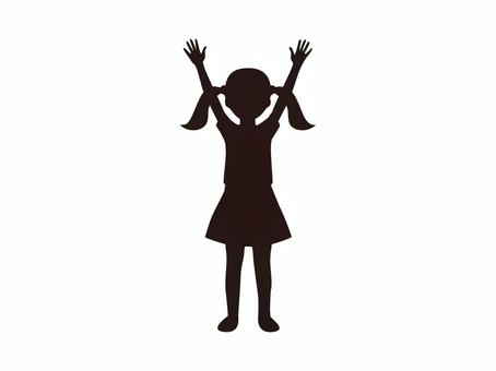 シルエット【女の子】4 人,全身,子供,女の子,立ち姿,アクション,アイコン,シルエット,かげ,影絵のイラスト素材