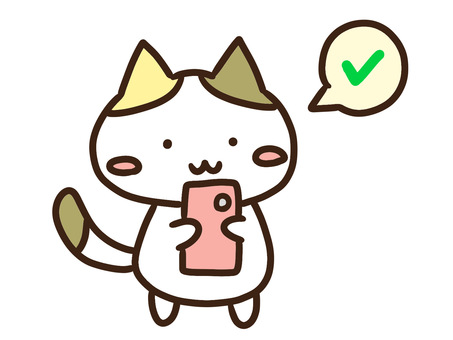 スマホで予定や通知をチェックする三毛猫 スマホ,スマートフォン,ねこ,予定,通知,チェック,メッセージ,メール,スケジュール,管理のイラスト素材