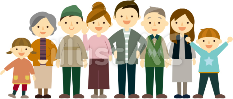 家族勢揃い 家族,家庭,人物のイラスト素材