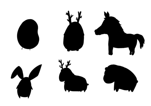 動物のシルエット　セット