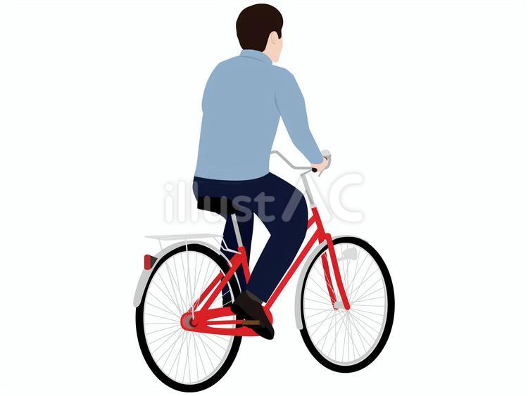 自転車　運転　人 人物,赤,イラストのイラスト素材
