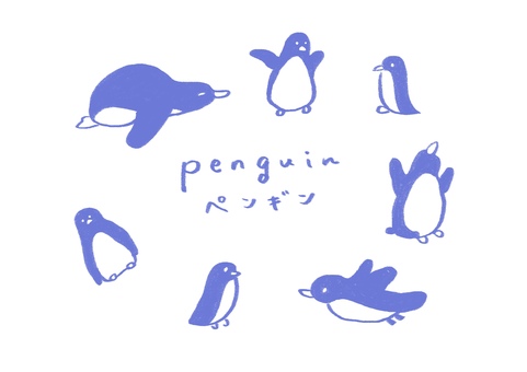 かわいい手描きペンギンのイラスト ペンギン,冬,動物,かわいい,手描き,北国,キャラクター,ゆるい,水族館,生き物のイラスト素材