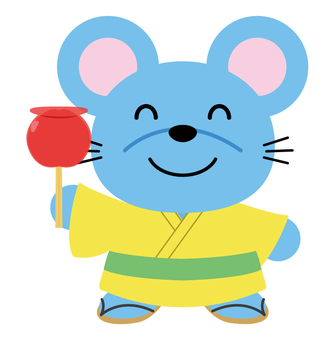 浴衣を着たネズミ