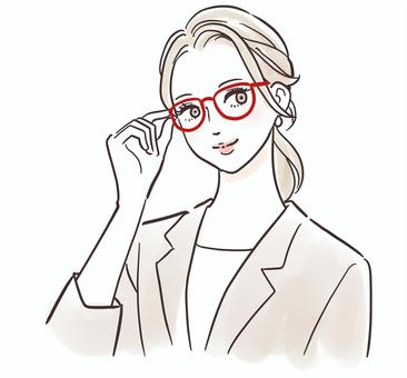 眼鏡をかける美しい女性 女性,眼鏡,綺麗,美人,若い,先生,教師,知的,人物,イラストのイラスト素材