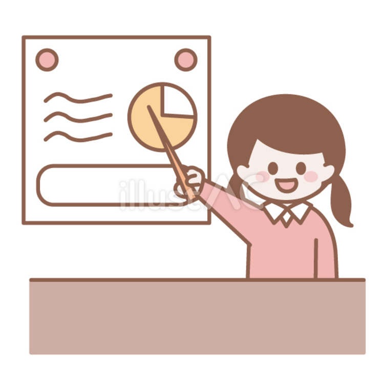自由研究の発表会　女子 小学校,小学生,上半身のイラスト素材