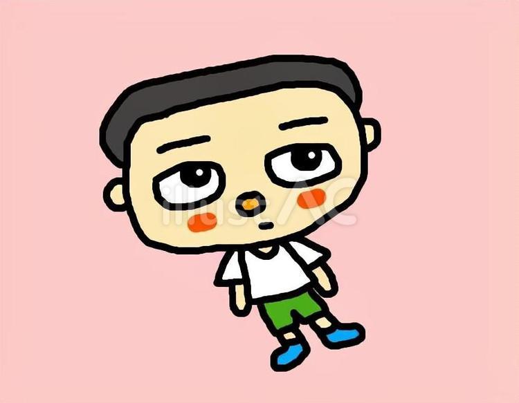 様子をうかがっている男の子 男の子,上目づかい,伺うのイラスト素材