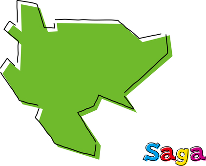 佐賀　手描き風のシンプルな線画の地図  佐賀,県,都道府県,手描き,フリーハンド,地域,地方,地図,ラフ,シンプルのイラスト素材