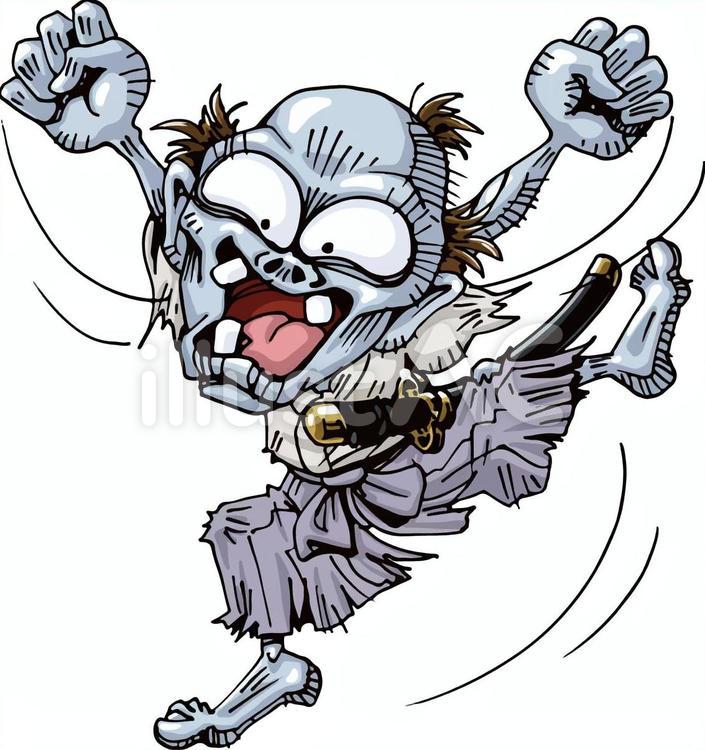 侍　ゾンビ　わーい 侍,ゾンビ,ワーイのイラスト素材