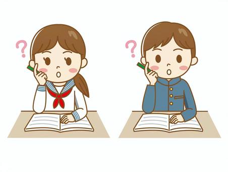 Junior high and high school student B_ study 4, JPG, PNG and AI Junior high and high school student B_ study 4, middle school students, high school student, study, JPG, PNG and AI