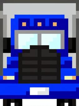 ドット絵のアメリカの青のトラックです。 ドット絵,アメリカ,トラック,大型,シンプル,車,荷物,輸送,運搬,配送のイラスト素材