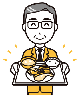  中年スーツ眼鏡(黄)-367-バスト 食事,サラリーマン,会社員,中年,ビジネスマン,オフィス,ビジネス,営業マン,先生,講師のイラスト素材