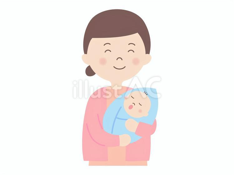 赤ちゃんを抱っこするお母さんのイラスト 赤ちゃん,お母さん,親子のイラスト素材