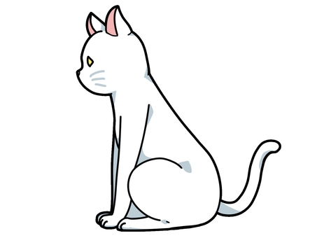 シンプルイラスト　白猫 アイコン,シンプル,白猫,横向き,猫,イラストのイラスト素材