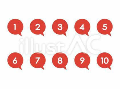 ふきだしのランキングのセット 赤