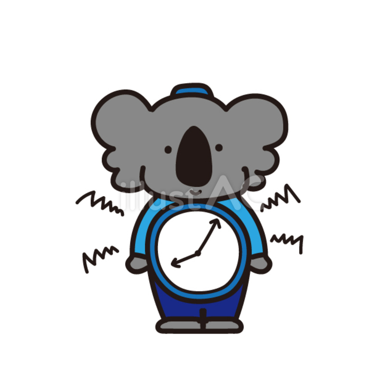 6月の動物おたより（時の記念日 コアラの目覚まし時計） 6月,おたより,コアラのイラスト素材