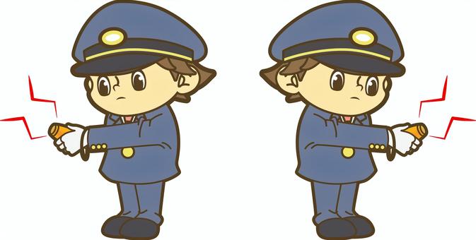 電子ホイッスルを握る鉄道員 駅員,車掌,運転士,運転手,鉄道員,乗務員,鉄道,新幹線,路面電車,地下鉄のイラスト素材