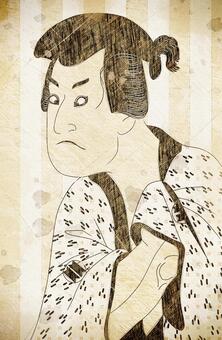 Illustration, ukiyo-e, colorido, ator, 