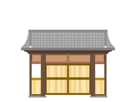 和風の城門 門,城門,扉,玄関,建物,和風,木造建築,閉門,古風,屋根瓦のイラスト素材