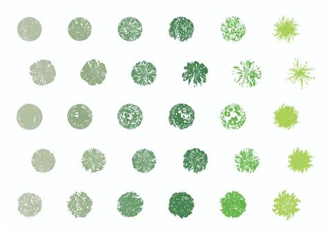 樹木の添景_55_真上からの描写_30種 木,平面図,植栽,点景,プレゼンボード,切り抜き,背景透過,建築図面,外構図,エクステリアのイラスト素材