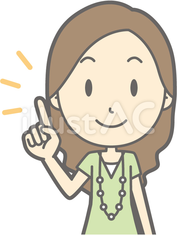 私服OL-指差し笑顔-バスト シンプル,かわいい,olのイラスト素材