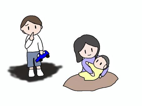 Illustration, brothers, mother, baby, 