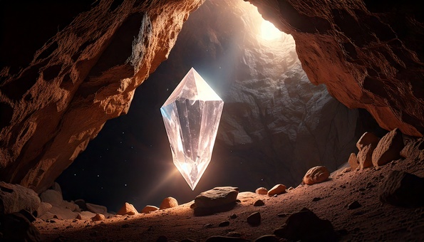 クリスタル　洞窟　神秘的な雰囲気