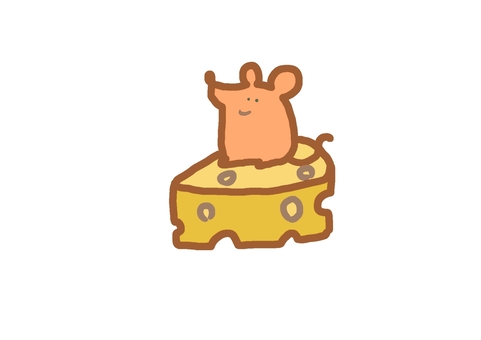 Illustration, mouse, animal, cheese, 