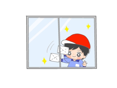 窓拭き　赤組２ 手描き,男の子,黒髪,小学生,ジャージ,体操服,紅白帽子,赤組,掃除,清掃のイラスト素材