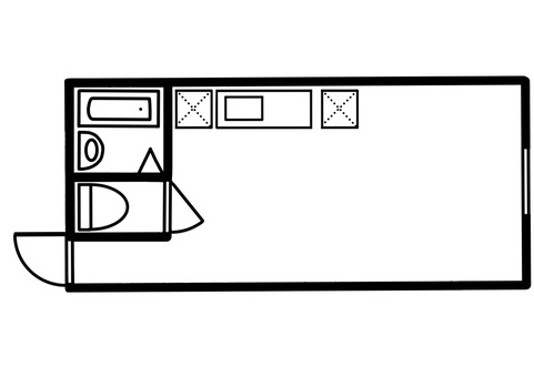 部屋の真ん中にキッチンのある1R間取り 部屋の真ん中にキッチンのある1R間取り ワンルーム,間取り,部屋,一人暮らし,シンプルのイラスト素材