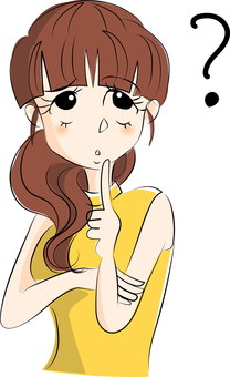 ハテナ？の女性 女性,ハテナ,疑問,わからない,考える,上目遣いのイラスト素材