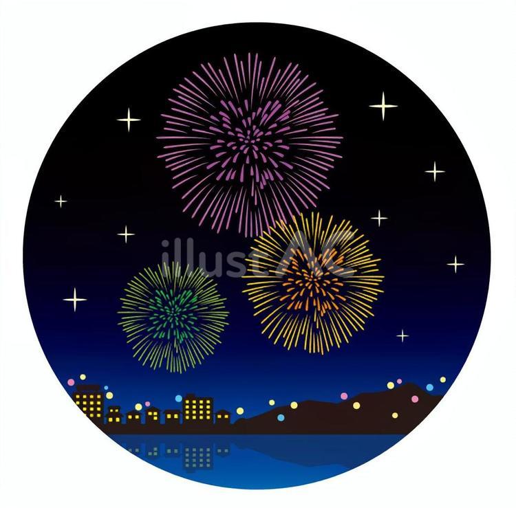 花火08(紫黄緑) 花火,アイコン,あしらいのイラスト素材