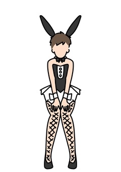 Illustration, bunny boy, sexy, fishnet tights, 