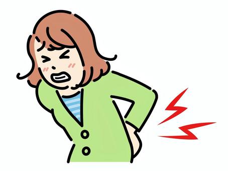 腰痛　若い女性-カラー 腰痛,腰,痛み,ぎっくり腰,ギックリ腰,ズキズキ,ヘルニア,若い,女性,整形外科のイラスト素材