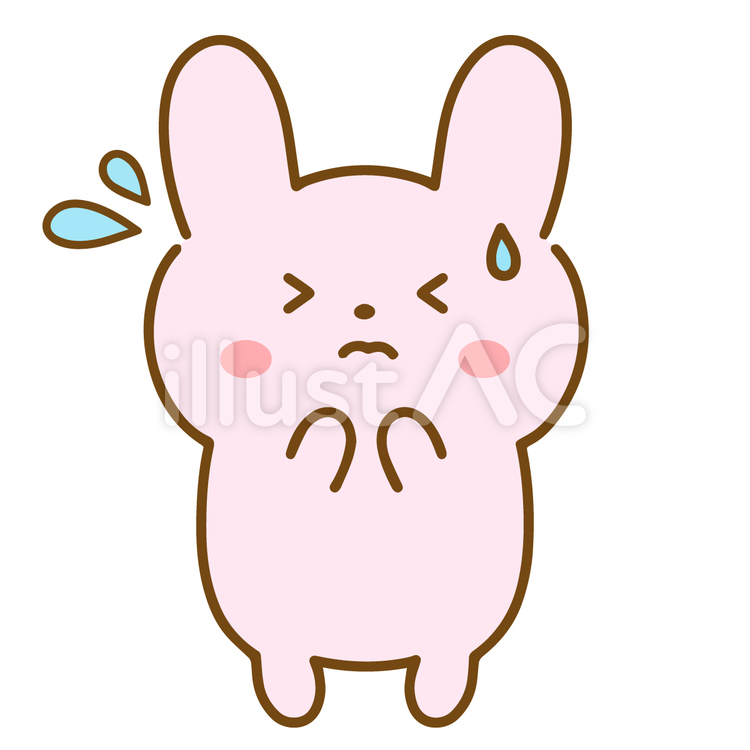 汗をかいて焦るうさぎ うさぎ,ピンク,小動物のイラスト素材
