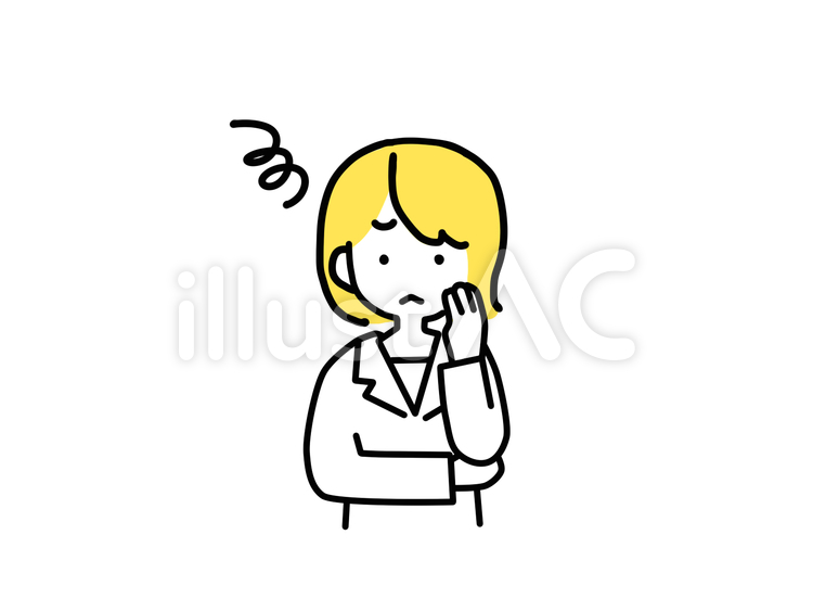 悩む白衣の女性 女性,白衣,悩むのイラスト素材