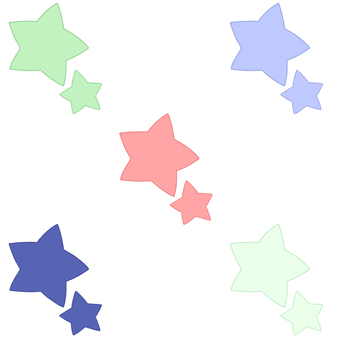 お星さま色違い5色セット2(PNG) 星,星柄,ゆるい,手描き,フリーハンド,シンプル,かわいい,手書き,ラフ,アイコンのイラスト素材