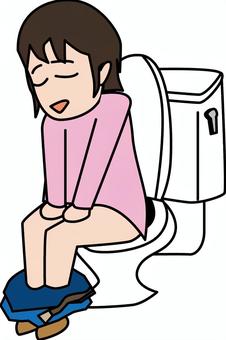トイレ落ち着く トイレ,便所,座る,落ち着く,排泄,健康,生活,女性,デフォルメのイラスト素材