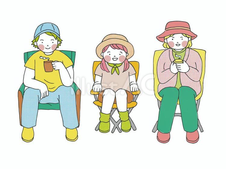 アウトドア【80sTASTE_197】 アウトドア,キャンプ,ディレクターズチェアのイラスト素材
