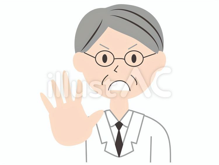 年配の白衣を着た男性医者　まった 人物,医者,医療スタッフのイラスト素材