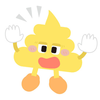 びっくりする_うんちのキャラクター びっくり,驚愕,驚く,気づく,うんち,うんこ,便,キャラクター,オリジナル,正面のイラスト素材
