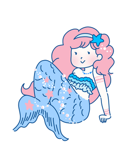 魚座の女性 魚座,星座,12星座,人魚,占星術,黄道十二宮,星,レース,パール,カチューシャのイラスト素材