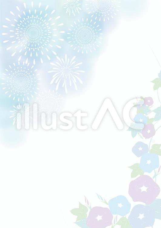 打ち上げ花火背景フレーム　朝顔 花火,打上花火,朝顔のイラスト素材