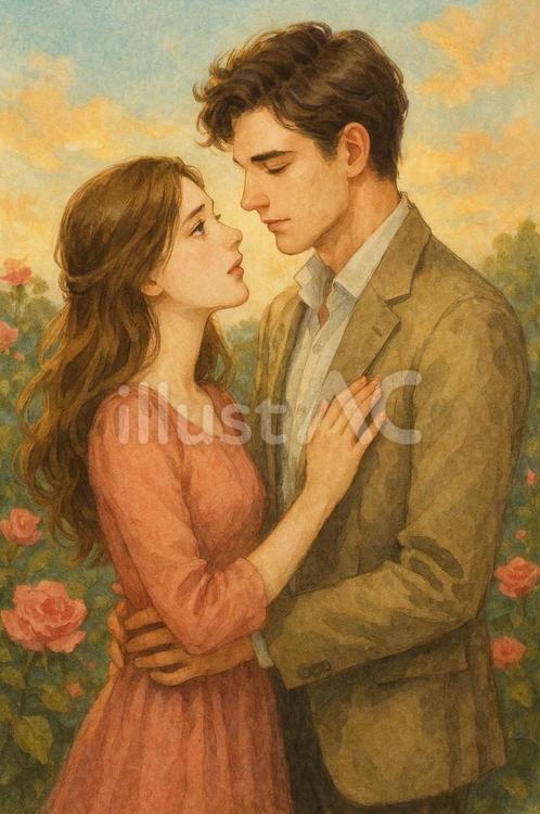 恋愛小説の表紙7 女性,男性,恋愛のイラスト素材