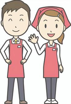 Illustration, a smile, apron, clerk, 