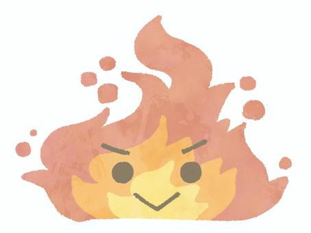 燃え上がる炎（顔あり） 炎,火,燃える,赤色,火事,火災,熱い,メラメラ,顔,笑顔のイラスト素材
